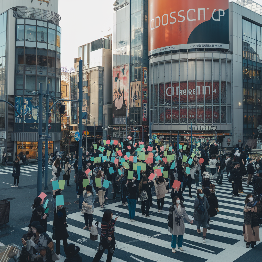 Tokyo Crowd Crossing Diagonal